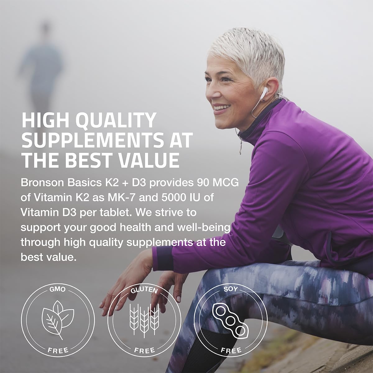 Bronson Vitamin K2 D3 MK-7 Supplement – Non-GMO, 360 Tablets