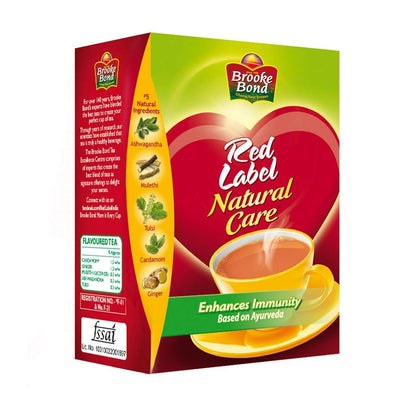 2-Pack Brooke Bond Red Label Natural Care Tea – 5 Ayurvedic Ingredients, 2 x 250 gm