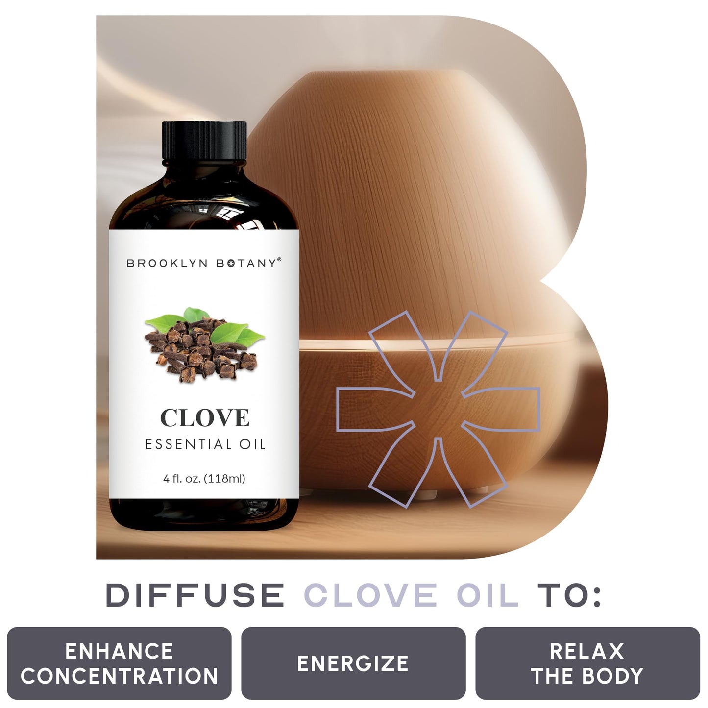Brooklyn Botany Clove Essential Oil - Huge 4 Fl Oz - 100% Pure and Natural - Premium Grade with Dropper - for Aromatherapy and Diffuser