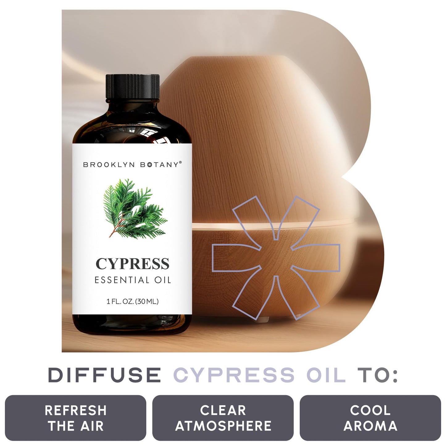 Brooklyn Botany Cypress Essential Oil – 100% Pure & Natural, Premium Grade, 1 Fl Oz