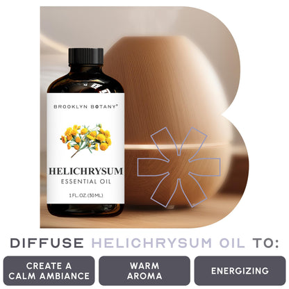 Brooklyn Botany Helichrysum Essential Oil - 100% Pure & Natural, Premium Grade - 1 Fl Oz with Dropper