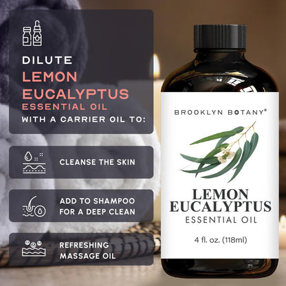 Brooklyn Botany Lemon Eucalyptus Essential Oil - 4 Fl Oz | Pure & Natural, Premium Grade