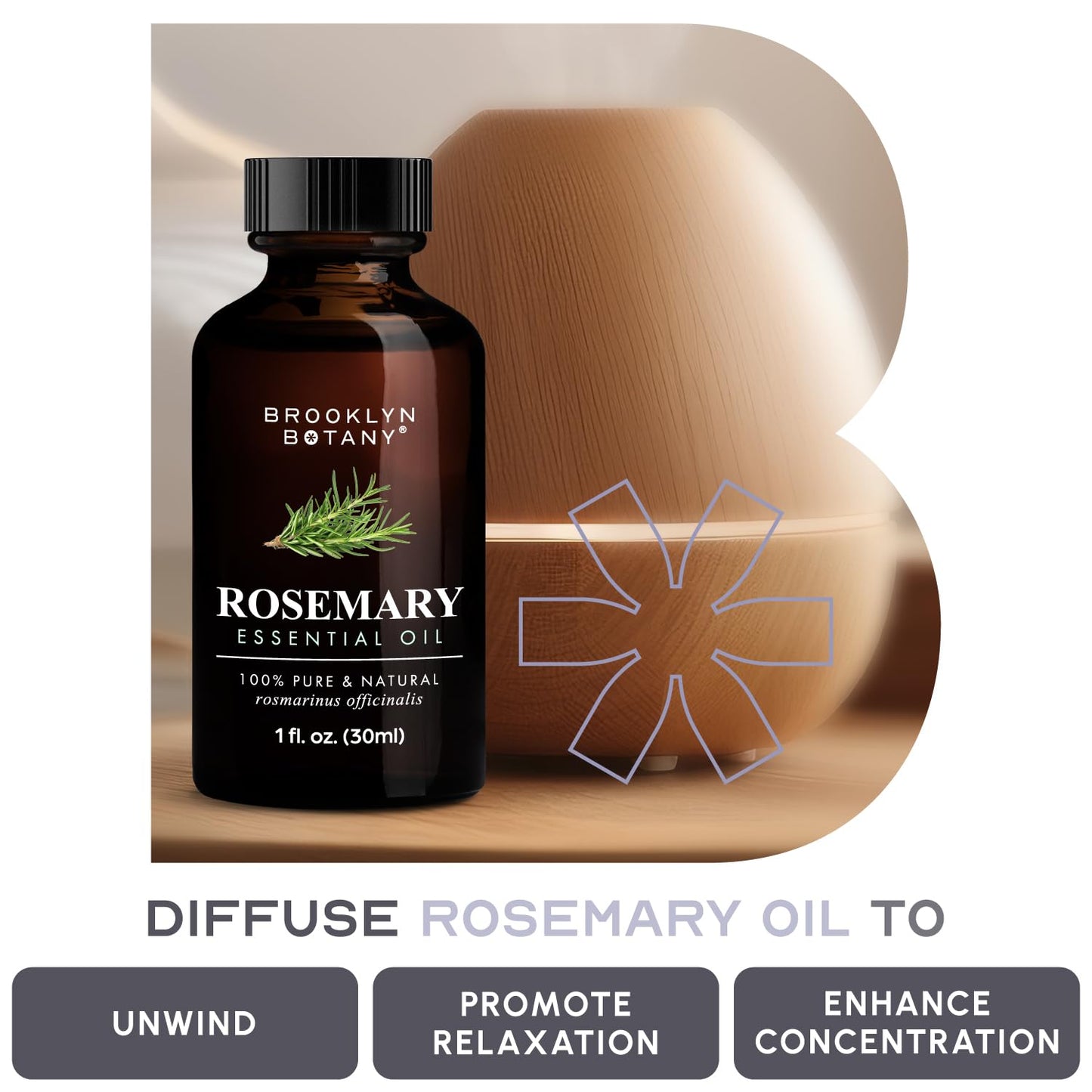 Brooklyn Botany Rosemary Essential Oil - 100% Pure, Premium Grade, 1 Fl Oz
