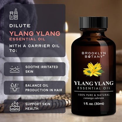 Brooklyn Botany Ylang Ylang Essential Oil – 100% Pure & Natural, Premium Grade, 1 fl oz with Dropper