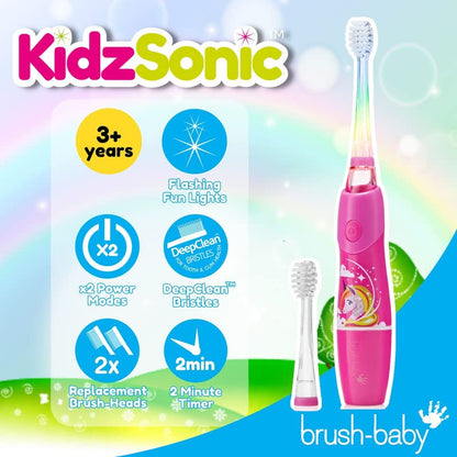 Brush-Baby KidzSonic Unicorn Kids Electric Toothbrush 3+ | DeepClean Bristles
