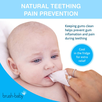 Brush Baby Teething Relief Dental Wipes for Ages 0-Toddler | Natural Pain Relief & Decay Prevention