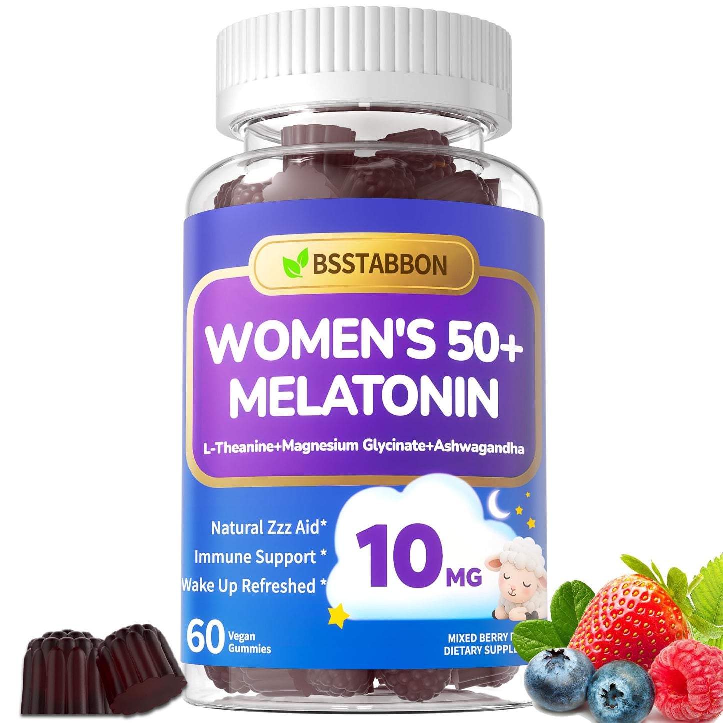 BSSTABBON Melatonin 10mg Gummies for Women 50+ - Max Strength + Vitamin D3