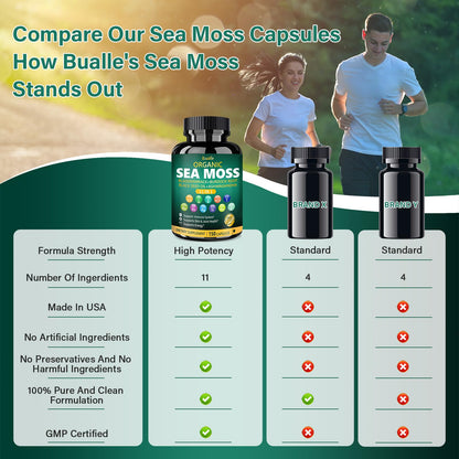 Bualle Irish Sea Moss Capsules – Organic Sea Moss & Black Seed Oil – 150 Capsules