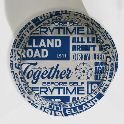 Leeds - Word Montage - White & Blue - Bucket Hat