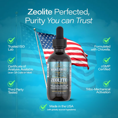 BUCKLEBURY Zeolite Liquid Suspension with Chlorella – Detox & Immune Support (60 Servings)