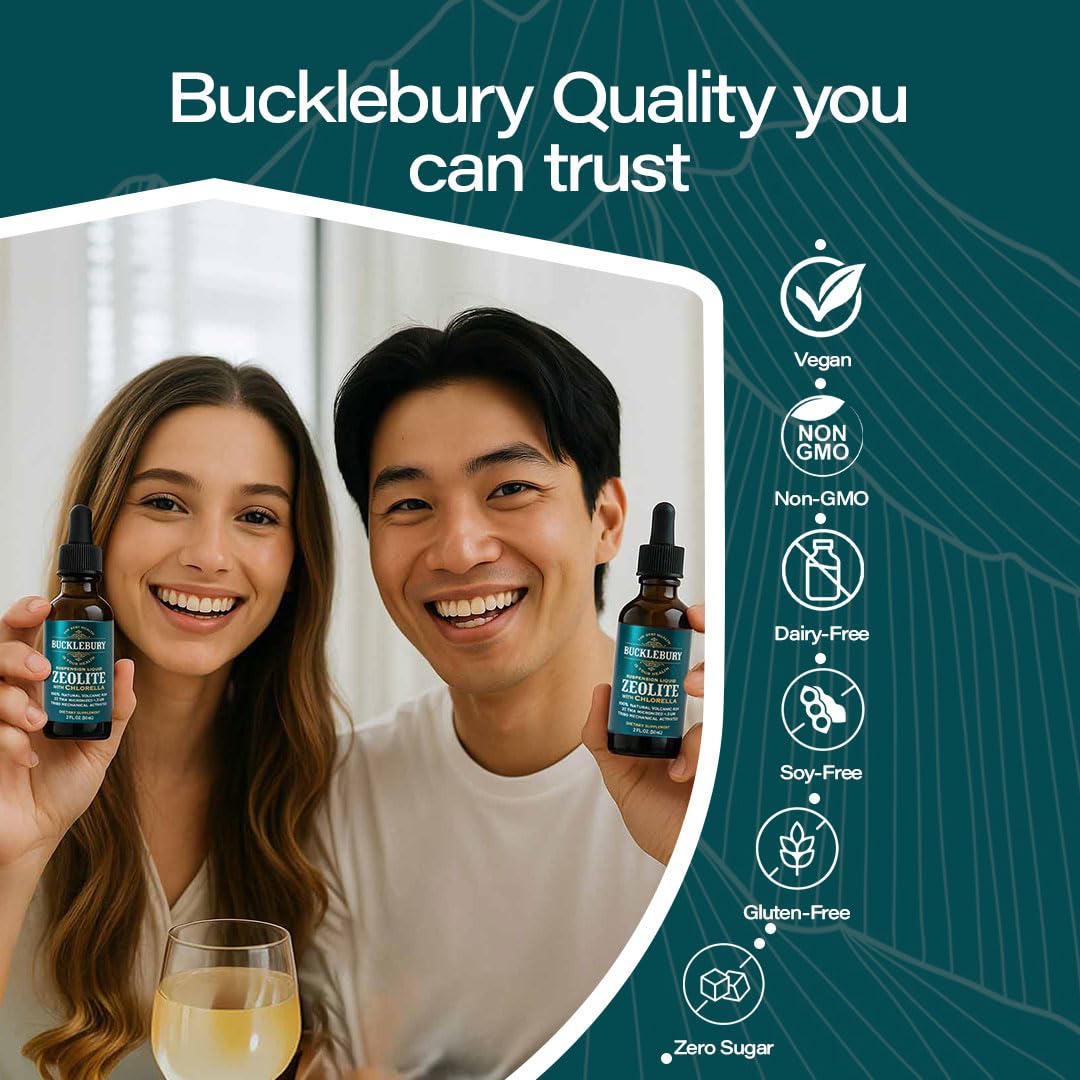 BUCKLEBURY Zeolite Liquid Suspension with Chlorella – Detox & Immune Support (60 Servings)