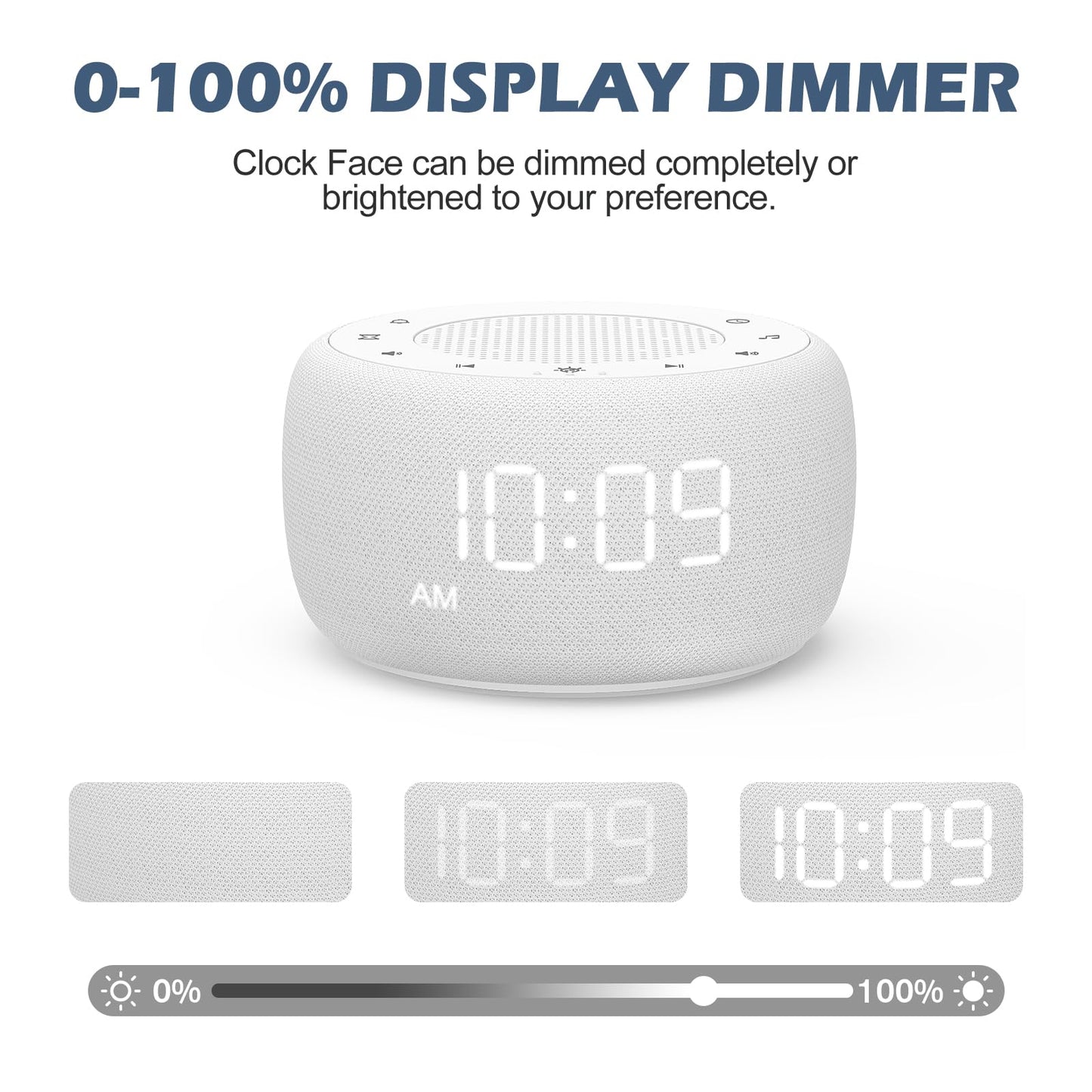 Buffbee Sound Machine & Alarm Clock 2-in-1 – 18 Sleep Sounds, 30-Level Volume, Adjustable Brightness