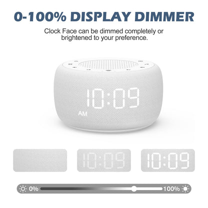 Buffbee Sound Machine & Alarm Clock 2-in-1 – 18 Sleep Sounds, 30-Level Volume, Adjustable Brightness