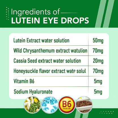 BUIE Lutein Eye Drops – Gentle Daily Eye Care with Lutein, Honeysuckle, Cassia Seed, Wild Chrysanthemum & Vitamin B6 – Hydrating, Preservative-Free, Lens-Friendly Formula – 0.5 fl oz