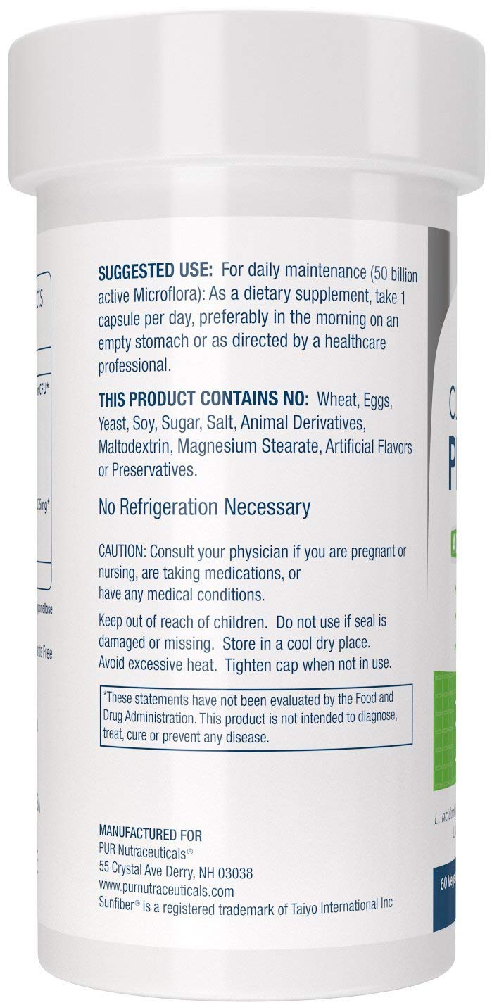 PUR Nutraceuticals Clinical Grade Probiotics - 50 Billion CFUs, 10 Strains, 2 Month Supply, Made in USA