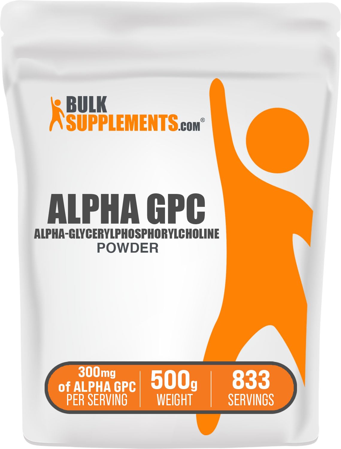 BulkSupplements.com Alpha GPC Powder – Choline Supplement | 300mg Alpha GPC, 600mg per Serving, Unflavored & Gluten Free, 500g