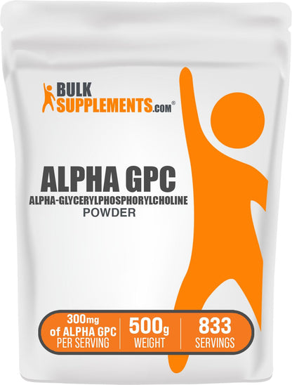 BulkSupplements.com Alpha GPC Powder – Choline Supplement | 300mg Alpha GPC, 600mg per Serving, Unflavored & Gluten Free, 500g