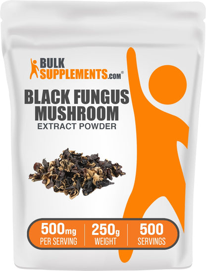 Black Fungus Mushroom Extract Powder (Wood Ear) – 500 mg, 250 g | Vegan & Gluten-Free | BulkSupplements.com