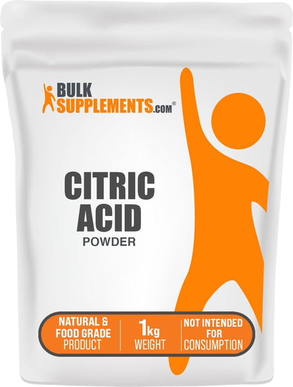 BulkSupplements Citric Acid Powder – Food Grade, Anhydrous, Gluten Free (1kg) | Cleaning & Bath Bombs