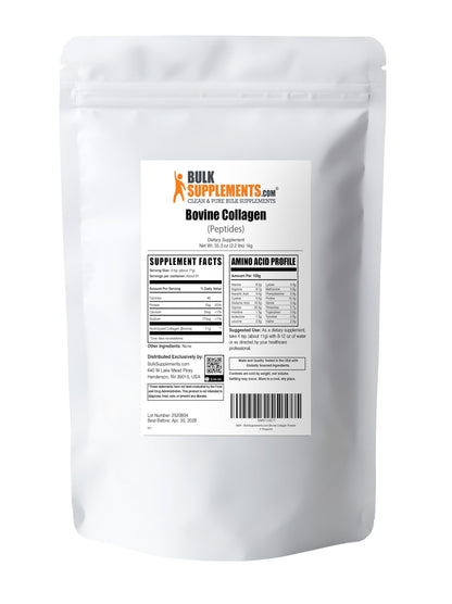 BulkSupplements Collagen Peptides Powder – 1kg (2.2 lbs), Bovine, Hydrolyzed & Gluten Free
