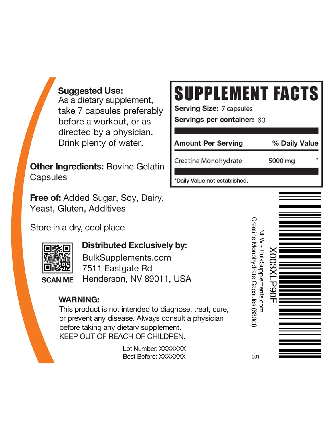 BulkSupplements Creatine Monohydrate Capsules – Micronized, 5000mg per Serving | Gluten Free | 420 Count