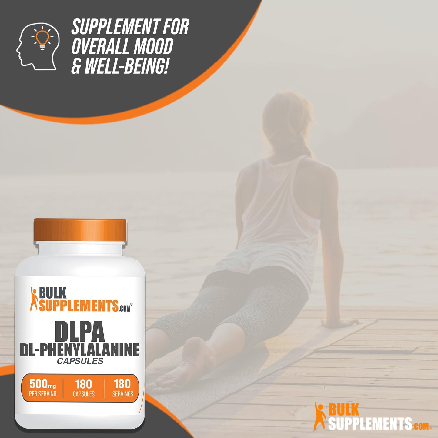 BulkSupplements DL-Phenylalanine Capsules 500mg (DLPA) – 180 Caps, Gluten Free