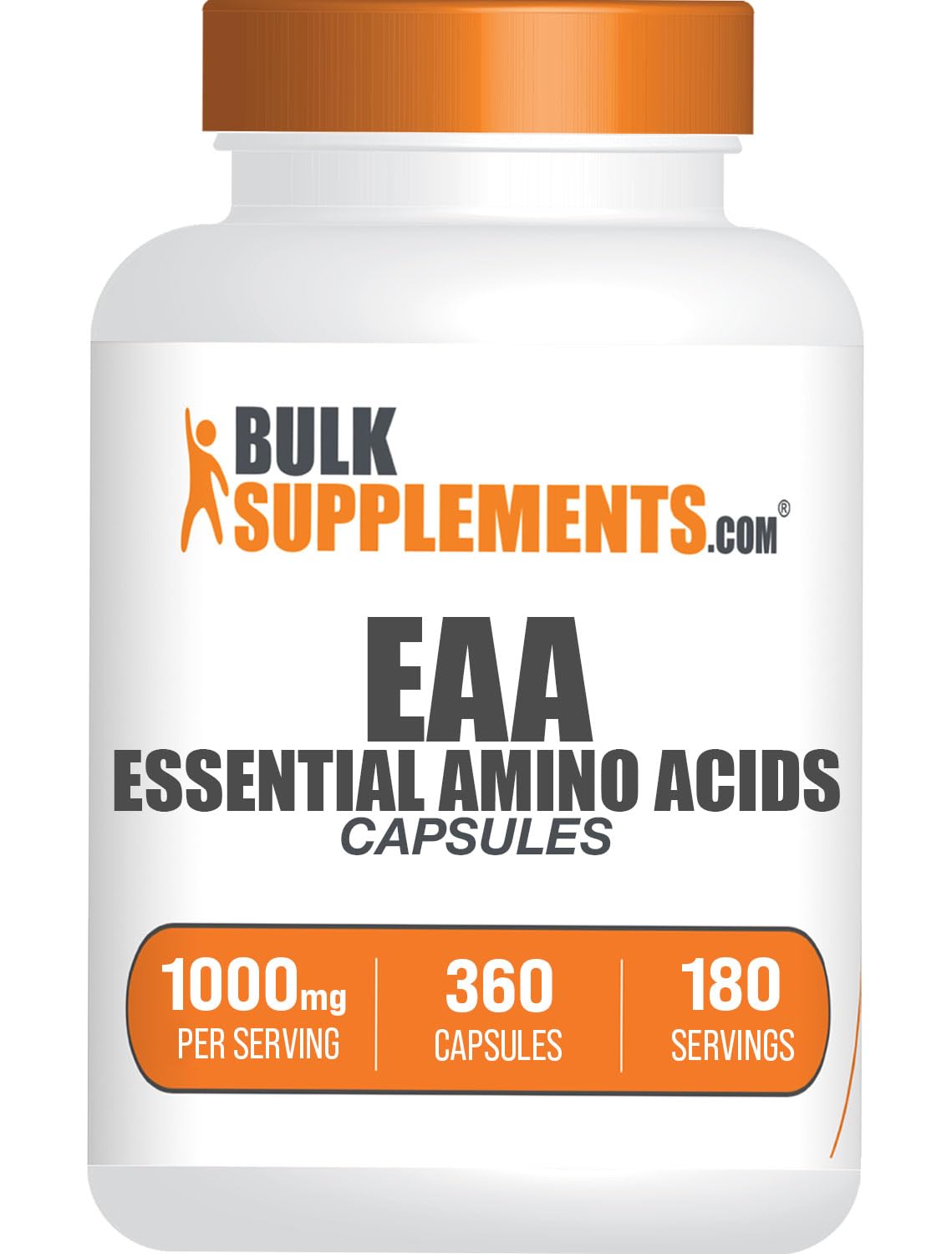 BulkSupplements Essential Amino Acids Capsules (EAAs) – 360 Capsules, 2 per Serving