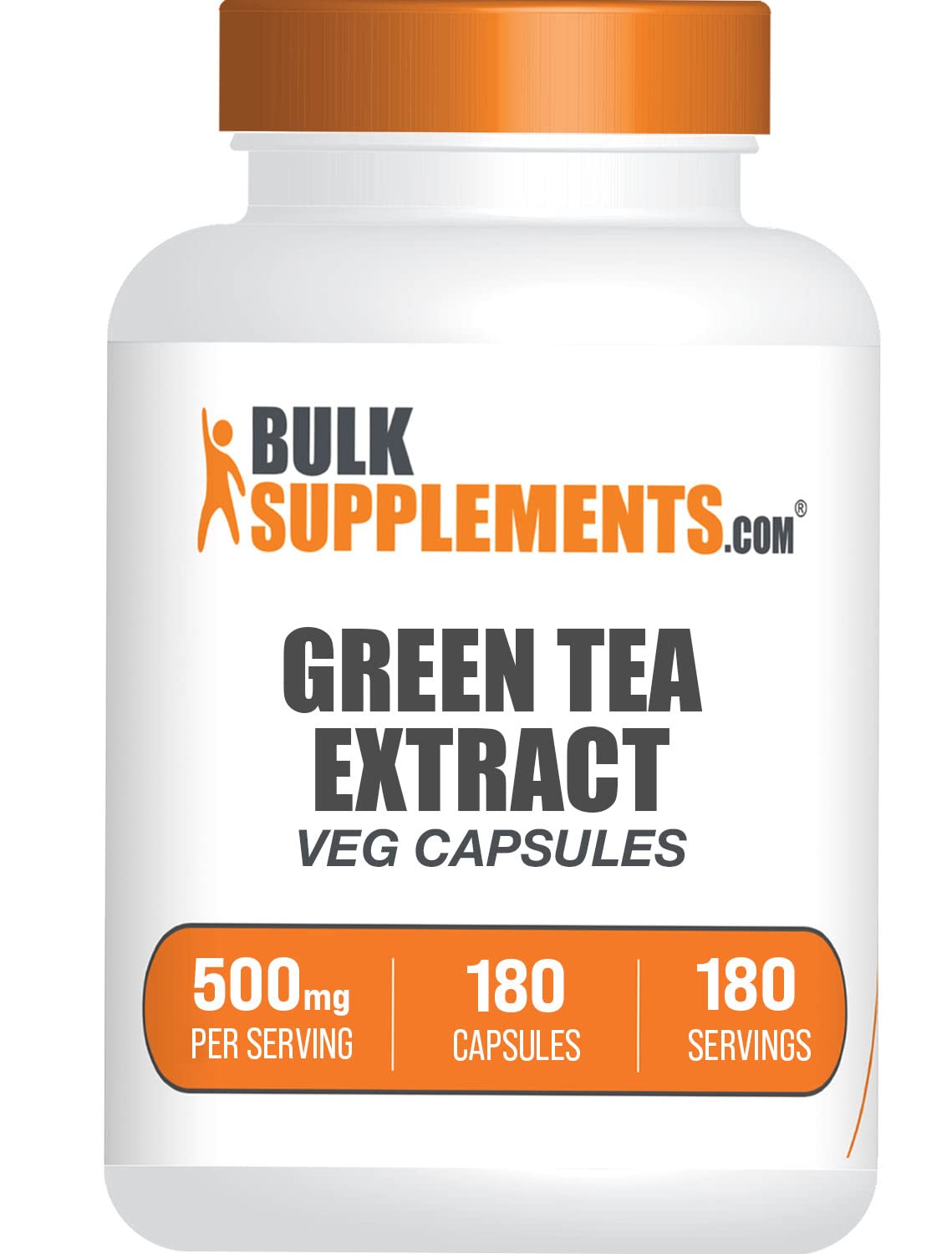 BulkSupplements.com Green Tea Extract Capsules - 500mg, 180 Veg Capsules (Vegan & Gluten Free)