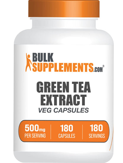 BulkSupplements.com Green Tea Extract Capsules - 500mg, 180 Veg Capsules (Vegan & Gluten Free)