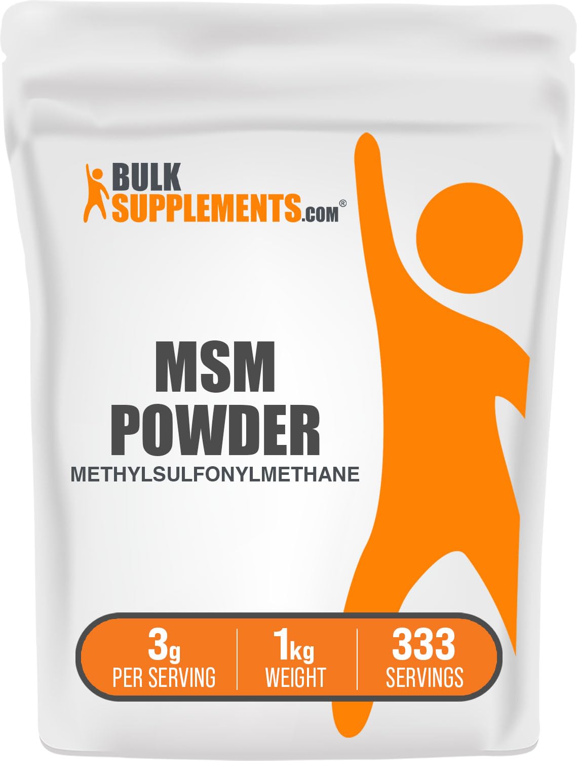 BulkSupplements MSM Powder – Methylsulfonylmethane (MSM) 3000 mg/Serving, 1kg Gluten Free