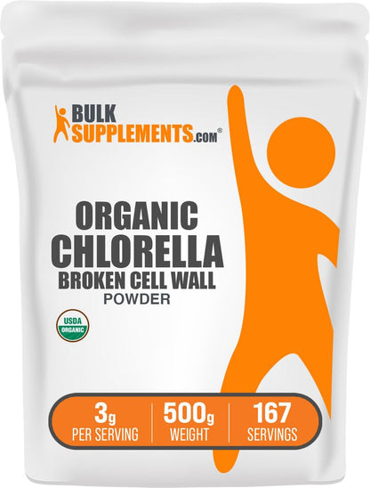 BulkSupplements Organic Chlorella Powder – Broken Cell Wall, Gluten Free, 500g