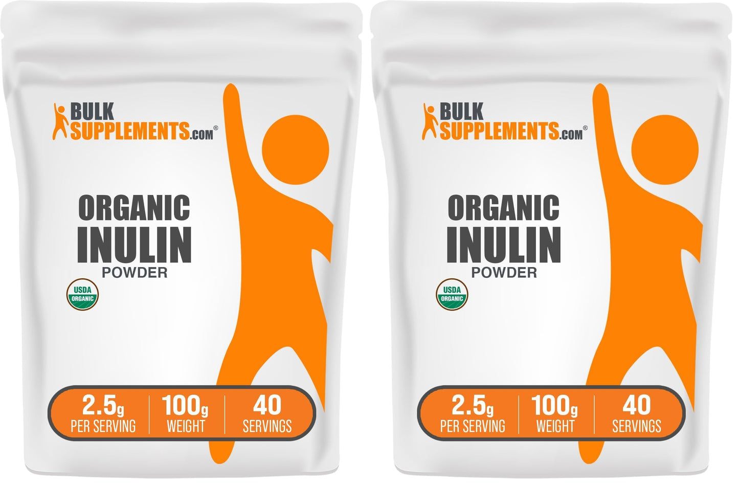 BulkSupplements Organic Inulin Powder - Soluble Fiber, Vegan & Gluten Free, 2.5g per Serving, 100g Pack of 2