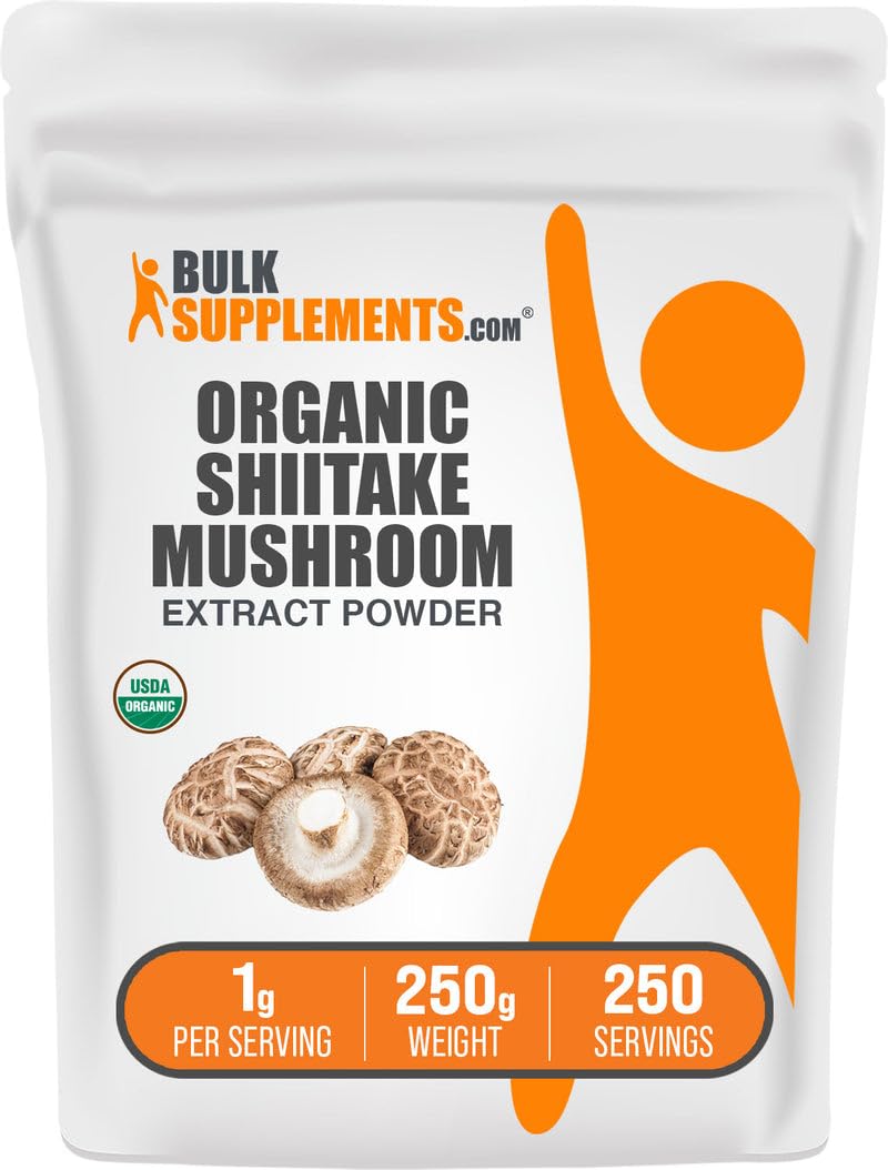 BulkSupplements.com Organic Shiitake Mushroom Extract Powder – Immune Support, Vegan & Gluten Free, 250g | 1g Serving