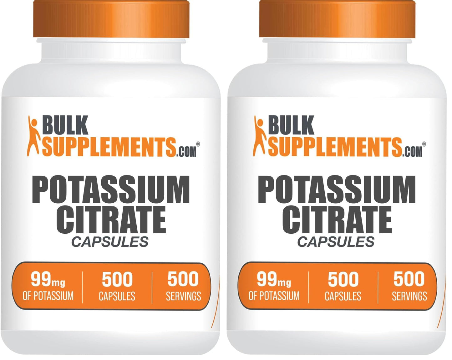 BulkSupplements Potassium Citrate Capsules 99mg - 500 Capsules (Pack of 2) | 1 Capsule Serving