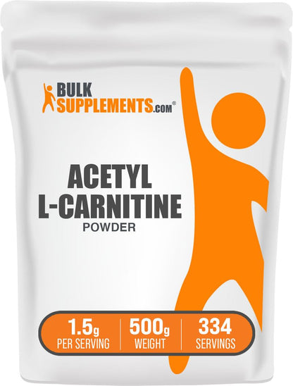BulkSupplements Acetyl L-Carnitine Powder (ALCAR HCl) – 1.5 g Serving, 500 g, Gluten Free