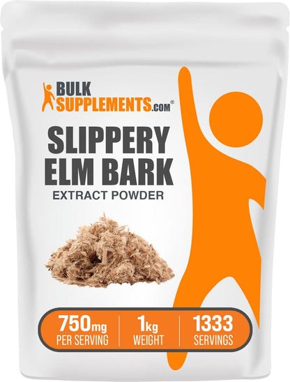 BulkSupplements Slippery Elm Bark Extract Powder – Gluten Free, 750 mg per Serving, 1 kg