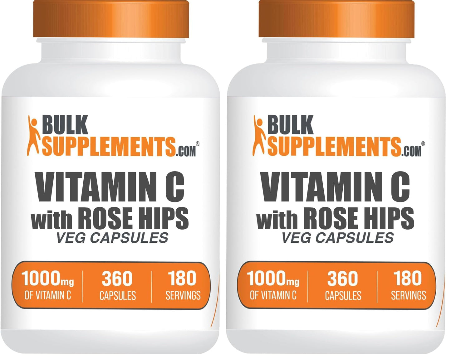 BulkSupplements Vitamin C with Rose HIPS Capsules – 1000mg Vitamin C, 15mg Rose HIPS, 360 Count (Pack of 2)