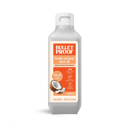 Bulletproof Brain Octane C8 MCT Oil, 32 oz – Keto Energy, Focus & Cravings Support
