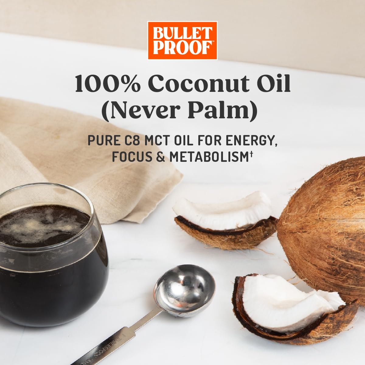 Bulletproof Brain Octane C8 MCT Oil 16oz | Premium Keto Energy for Brain & Body