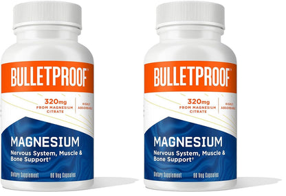 Bulletproof Magnesium Capsules – 90 Count (Pack of 2) for Nervous System, Muscles & Bones