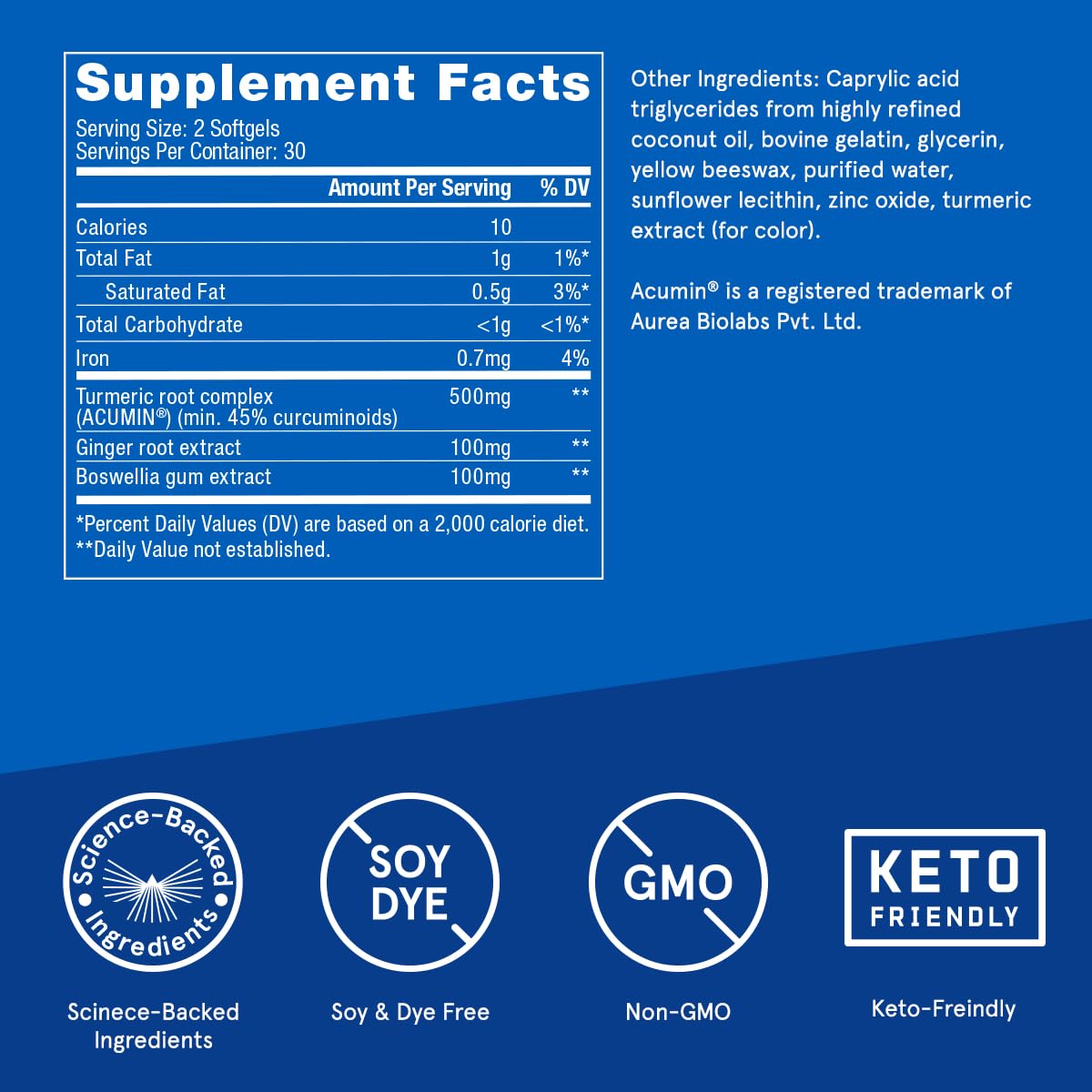Bulletproof Turmeric Curcumin Complex Softgels - Inflammation & Joint Support (60ct)