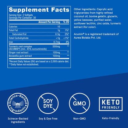 Bulletproof Turmeric Curcumin Complex Softgels - Inflammation & Joint Support (60ct)