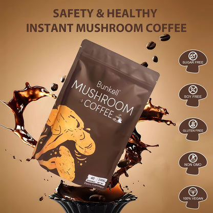 Bunkell Mushroom Coffee – Adaptogenic 6 Mushrooms (Lion's Mane, Reishi, Cordyceps, Shiitake, King Trumpet & Turkey Tail) – 40 Servings