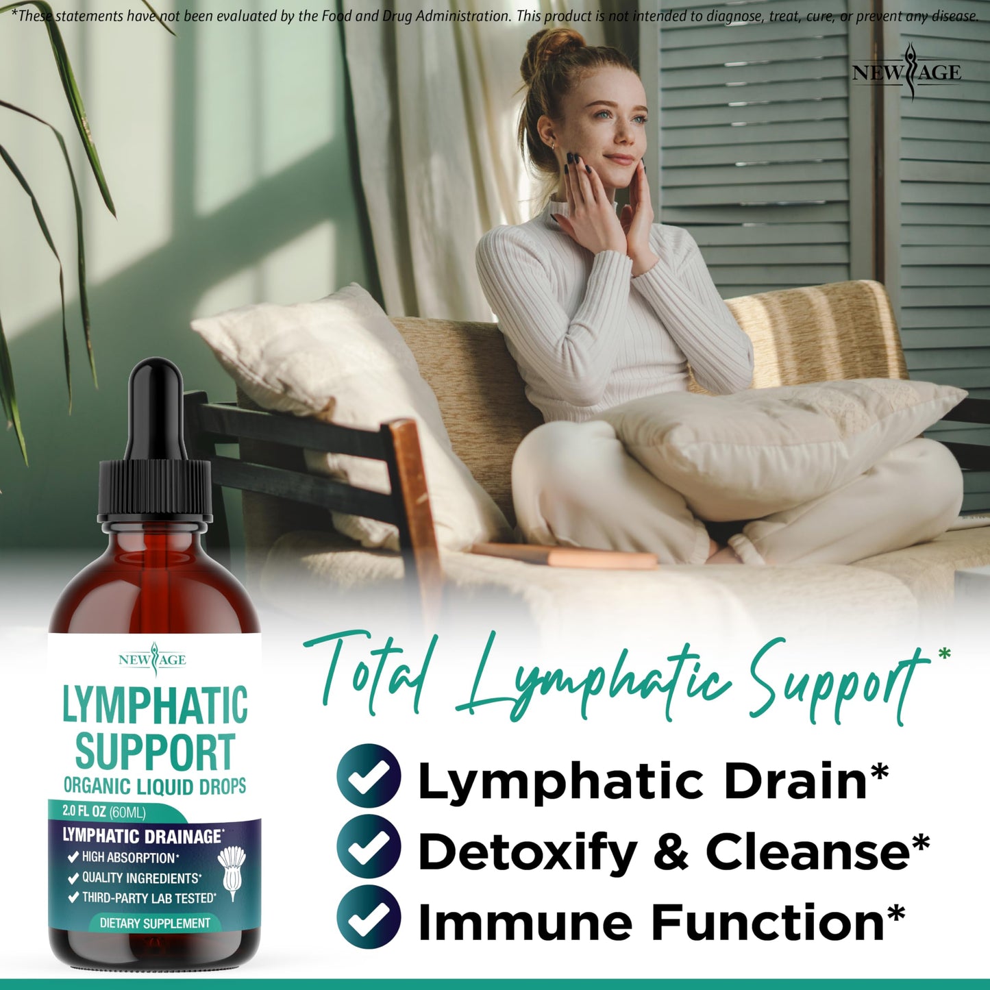 Organic Lymphatic Drainage Drops - 2 oz | All-in-1 Herbal Lymph Support