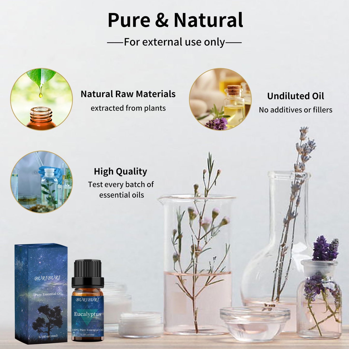 BURIBURI Eucalyptus & Lavender Essential Oil Set 2 Pack – 100% Pure