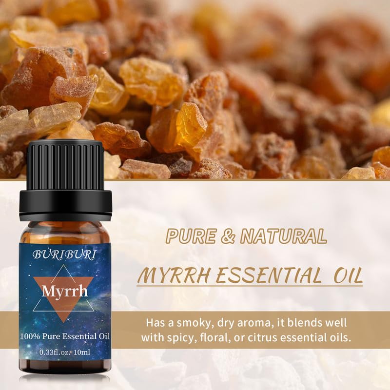 BURIBURI Frankincense & Myrrh Essential Oils Gift Set – 2 x 10ml, 100% Pure & Natural