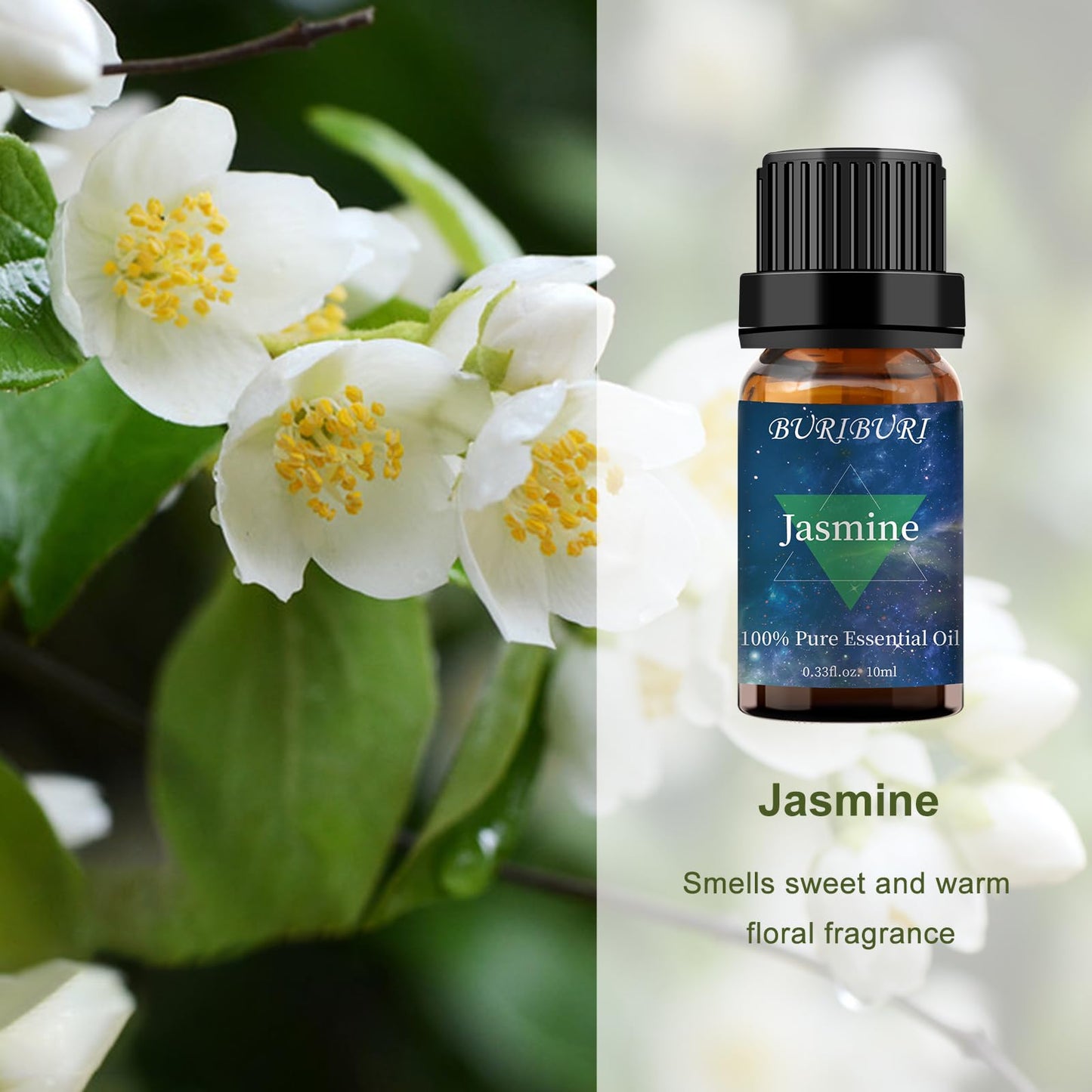 BURIBURI Honeysuckle & Jasmine Essential Oil Set – 2 Pack, 100% Pure Diffuser Oils