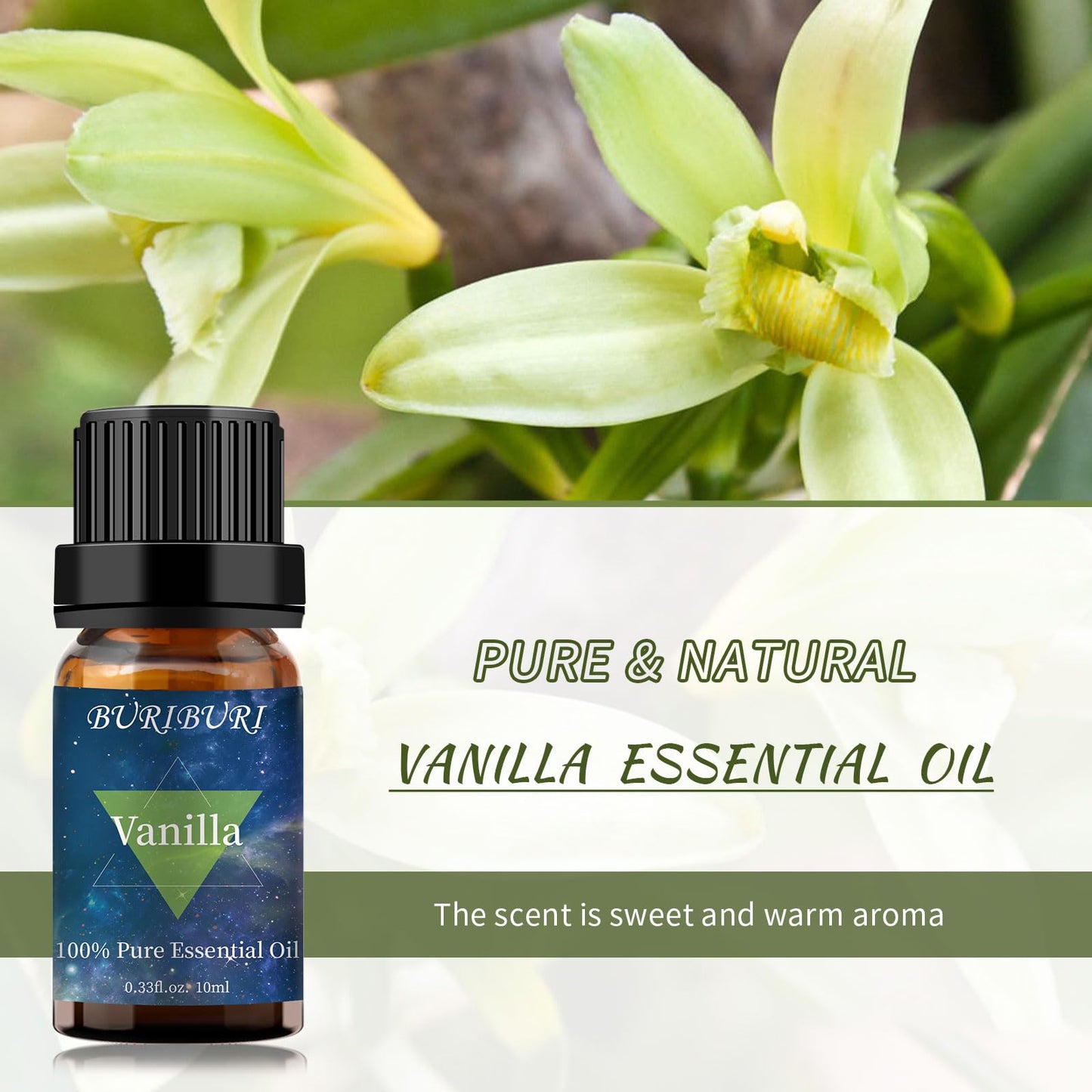 BURIBURI Vanilla & Jasmine Essential Oil Gift Set – 100% Pure, Undiluted, 10ml x 2