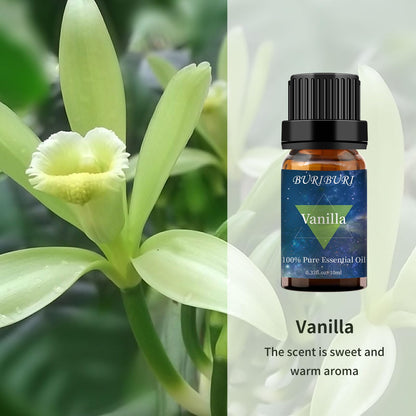 BURIBURI Orange & Vanilla Essential Oils Gift Set - 100% Pure & Undiluted, 10ml x 2