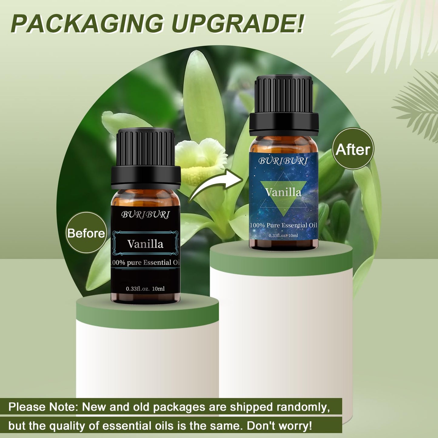 BURIBURI Sandalwood & Vanilla Essential Oils Gift Set - 10ml Each, 100% Pure & Undiluted